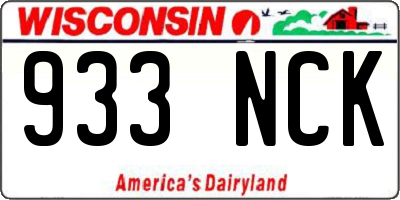 WI license plate 933NCK