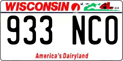 WI license plate 933NCO