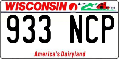 WI license plate 933NCP