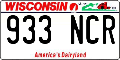 WI license plate 933NCR