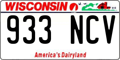 WI license plate 933NCV