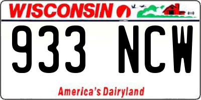 WI license plate 933NCW