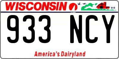 WI license plate 933NCY