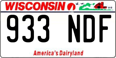 WI license plate 933NDF