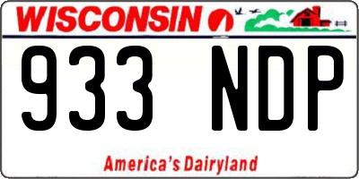 WI license plate 933NDP