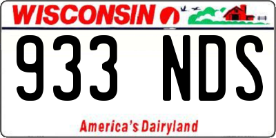 WI license plate 933NDS