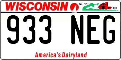 WI license plate 933NEG