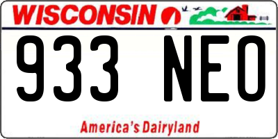 WI license plate 933NEO