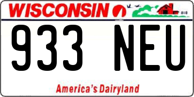 WI license plate 933NEU