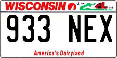 WI license plate 933NEX
