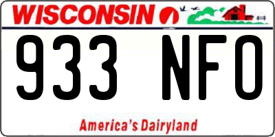 WI license plate 933NFO