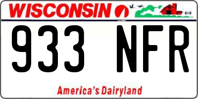 WI license plate 933NFR
