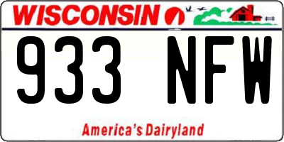WI license plate 933NFW