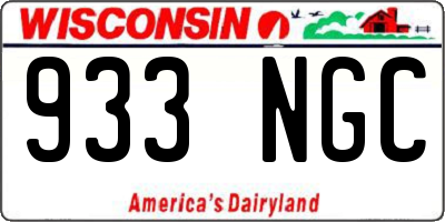 WI license plate 933NGC