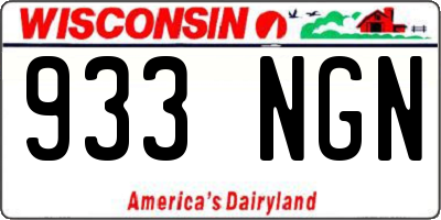 WI license plate 933NGN