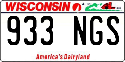 WI license plate 933NGS