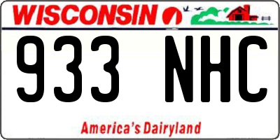 WI license plate 933NHC