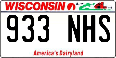 WI license plate 933NHS