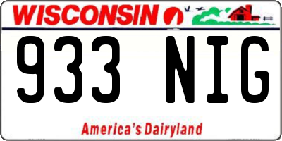 WI license plate 933NIG