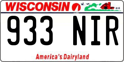 WI license plate 933NIR