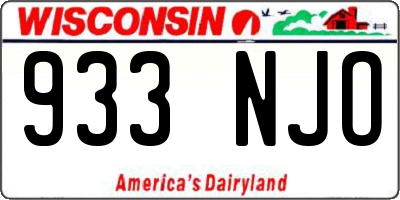 WI license plate 933NJO