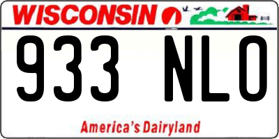 WI license plate 933NLO