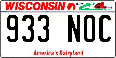 WI license plate 933NOC