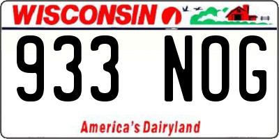 WI license plate 933NOG
