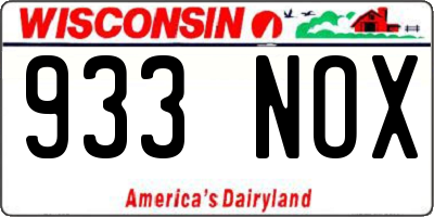 WI license plate 933NOX