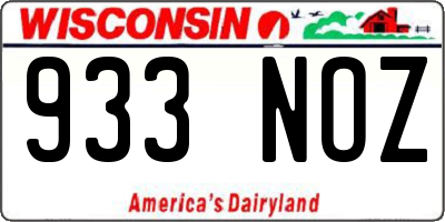 WI license plate 933NOZ