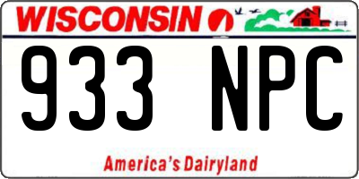 WI license plate 933NPC