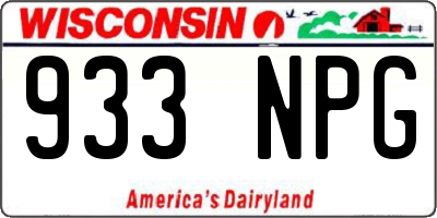 WI license plate 933NPG