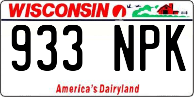 WI license plate 933NPK