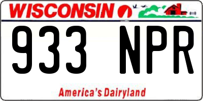 WI license plate 933NPR