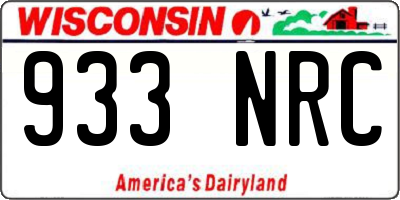 WI license plate 933NRC