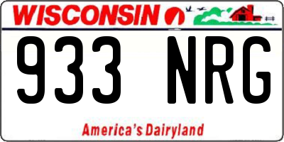 WI license plate 933NRG