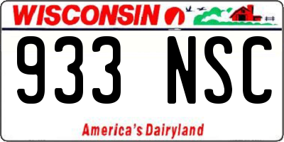 WI license plate 933NSC