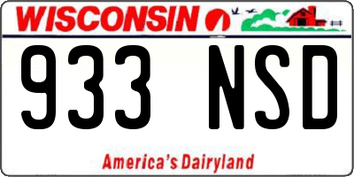 WI license plate 933NSD