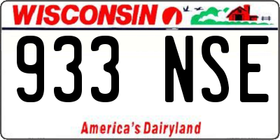 WI license plate 933NSE