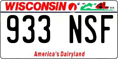 WI license plate 933NSF