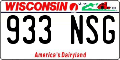 WI license plate 933NSG