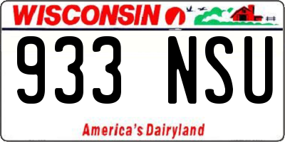 WI license plate 933NSU