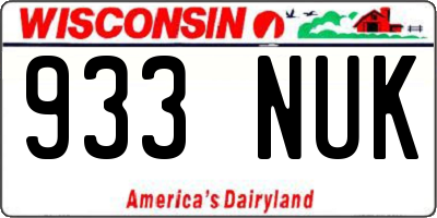 WI license plate 933NUK