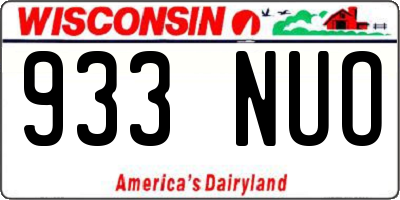 WI license plate 933NUO