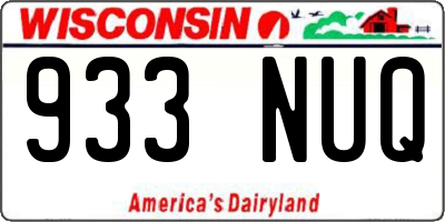 WI license plate 933NUQ
