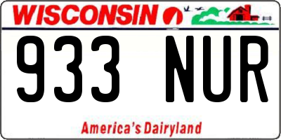WI license plate 933NUR