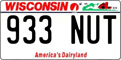 WI license plate 933NUT
