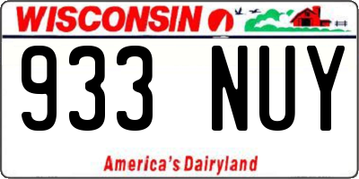 WI license plate 933NUY