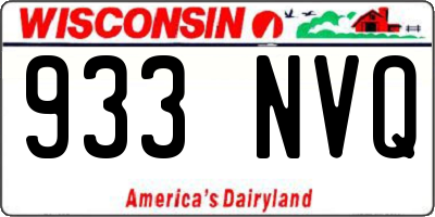 WI license plate 933NVQ