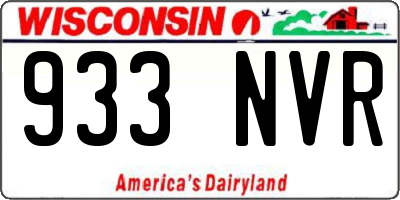 WI license plate 933NVR
